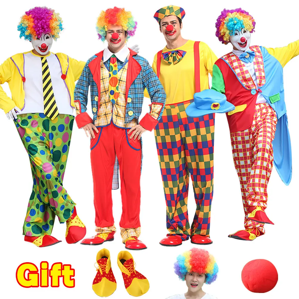 Circus Clown Costume Headwear Shoes Nose Funny for Adult Men Carnival Christmas Party Role Play Dress
Circus Clown Costume Headwear Shoes Nose Funny for Adult Men Carnival Christmas Party Role Play Dress