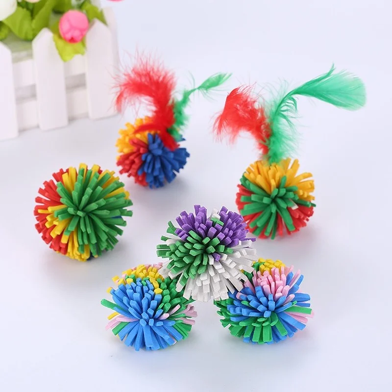 Cat Toy Ball Colorful Flower Ball with Feathers EVA Cat Scratching Ball Pet Interactive Toys Kitten Supplies 2pcs Pet Products
Cat Toy Ball Colorful Flower Ball with Feathers EVA Cat Scratching Ball Pet Interactive Toys Kitten Supplies 2pcs Pet Products