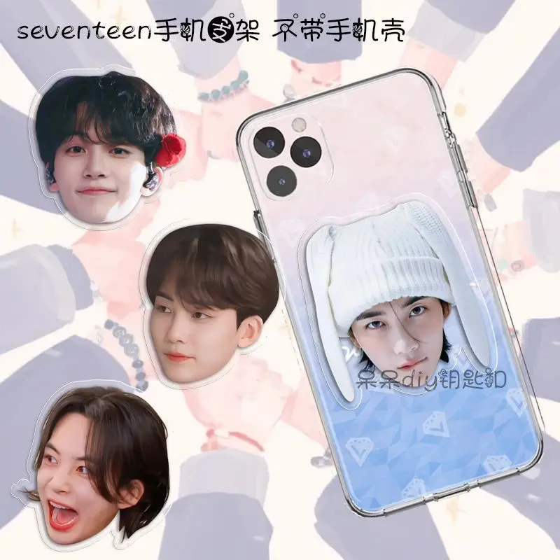 

Kpop Boy group SVT 17 Yoon Jeong Han JeongHan Universal Phone Stretch Bracket Cartoon Holder Socket Desktop Holder Carat gift