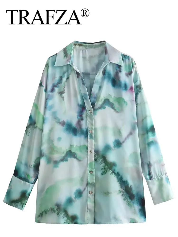 TRAFZA Shirts For Woman Fashion Satin Printing Silk Texture Loose Shirt Woman With Buttons Textured Elegant Female Blouses
TRAFZA Shirts For Woman Fashion Satin Printing Silk Texture Loose Shirt Woman With Buttons Textured Elegant Female Blouses