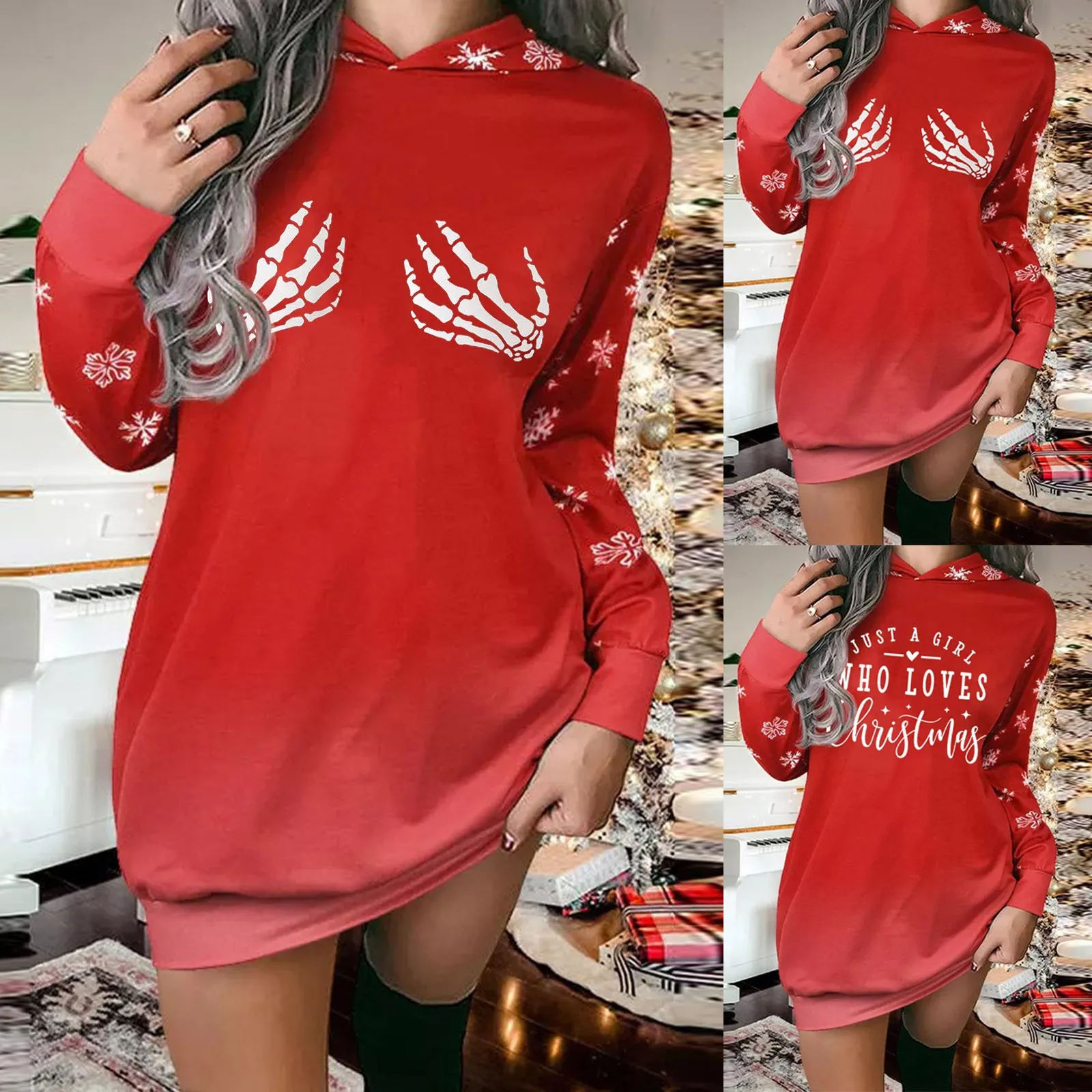 Женское платье с длинным рукавом и капюшоном, с принтом
Женское платье с длинным рукавом и капюшоном, с принтом