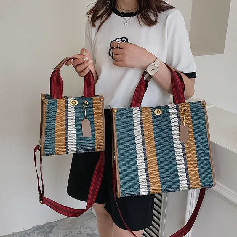 2023 Canvas Stripe Tote Bag Vintage Shoulder 2023 Bags Large Small Size Versatile Women's Handbags Shopping Storage Handbag
2023 Canvas Stripe Tote Bag Vintage Shoulder 2023 Bags Large Small Size Versatile Women's Handbags Shopping Storage Handbag