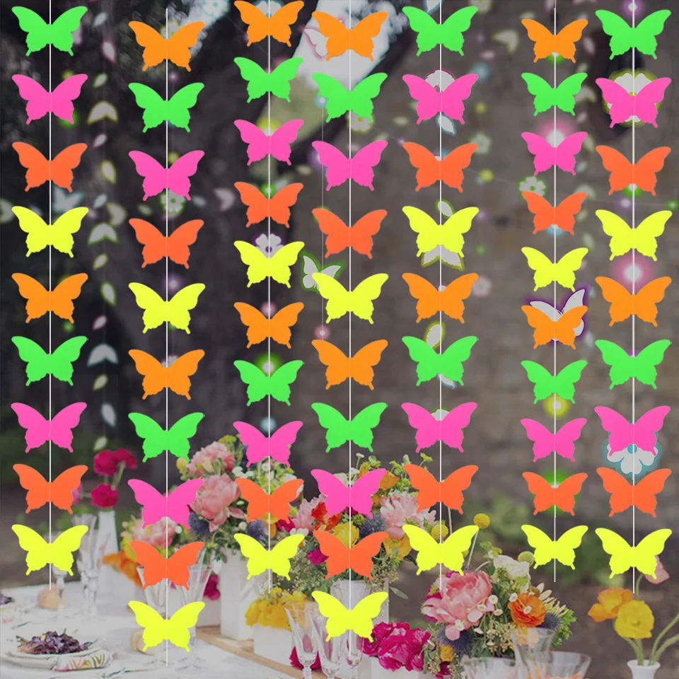 Neon Fluorescent Party Supplies Butterfly Paper Garland Banner Glow in The Dark Decorations Wedding Birthday Blacklight Party
Neon Fluorescent Party Supplies Butterfly Paper Garland Banner Glow in The Dark Decorations Wedding Birthday Blacklight Party
