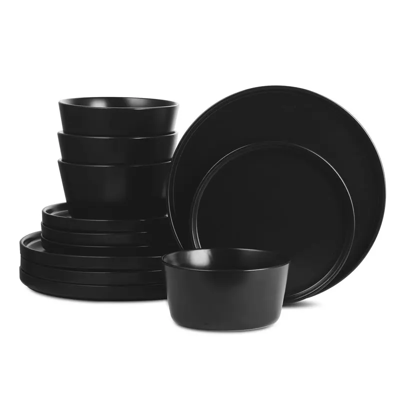 

2023 новый камень Lain Cecile, керамическая посуда, 12 предметов, цвет черный, CB столовая посуда, кухонные аксессуары, обеденная скатерть