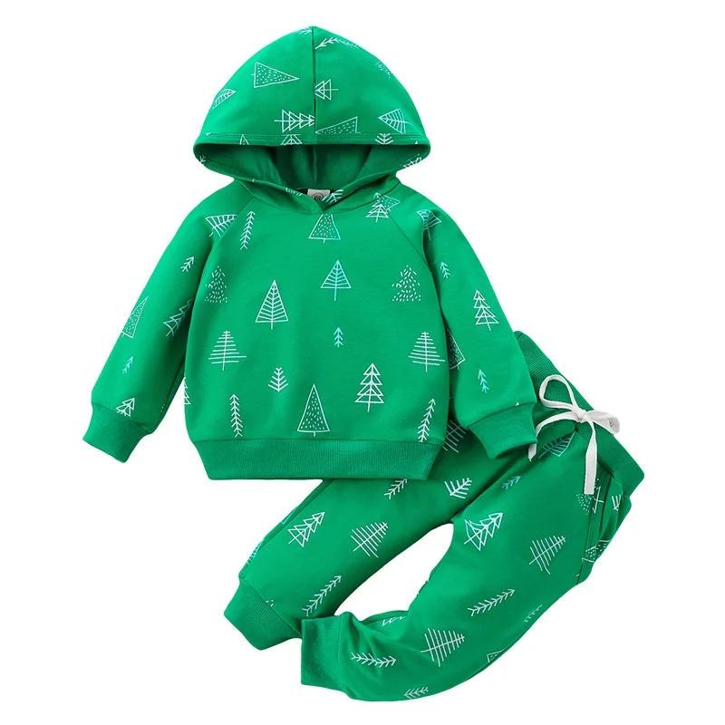 

Toddler Boys Girls Fall Outfits Tree Print Long Sleeve Hoodies Sweatshirts and Long Pants 2Pcs Clothes Set