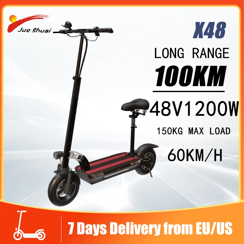 

Электрический скутер JUESHUAI X48 60 км/ч 10-дюймовые шины 1200 Вт 26 А/ч высокая скорость для взрослых большой радиус действия складной Escooter Электросамокат