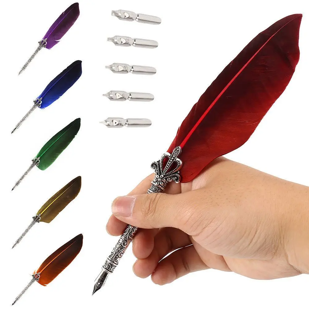 1 Set Multicolor Retro Quill Dip Pen Turkey Feather Pen Quill Oblique+5 Nibs+ Pen Set Gift Writing Tools Office School Supplies
1 Set Multicolor Retro Quill Dip Pen Turkey Feather Pen Quill Oblique+5 Nibs+ Pen Set Gift Writing Tools Office School Supplies