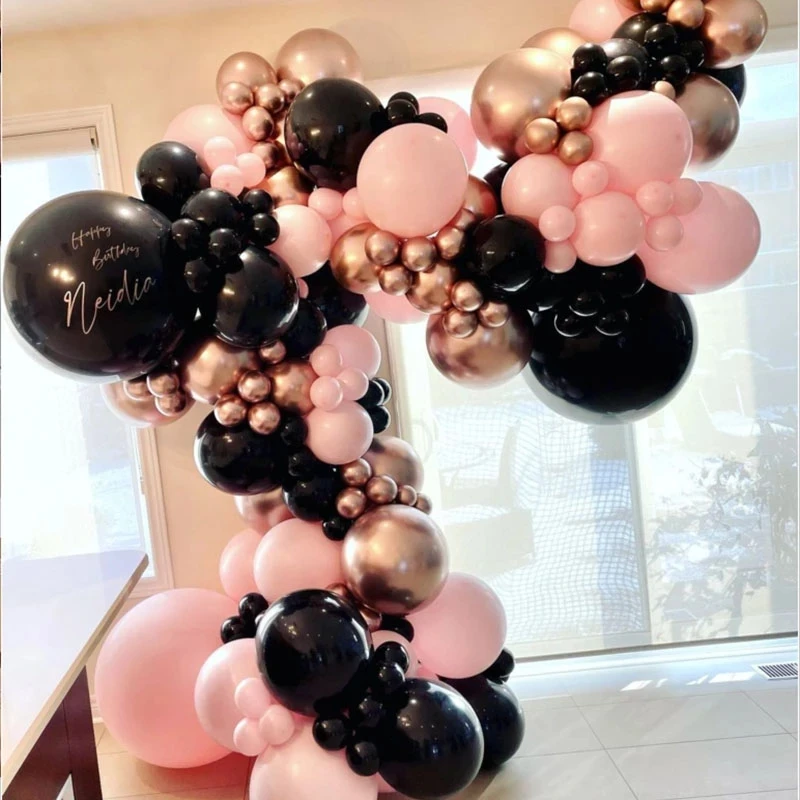 124pcs Pink Black Confetti balloons Set Chrome metallic ballon Birthday Party Wedding Decoration Wedding Anniversary globals
124pcs Pink Black Confetti balloons Set Chrome metallic ballon Birthday Party Wedding Decoration Wedding Anniversary globals