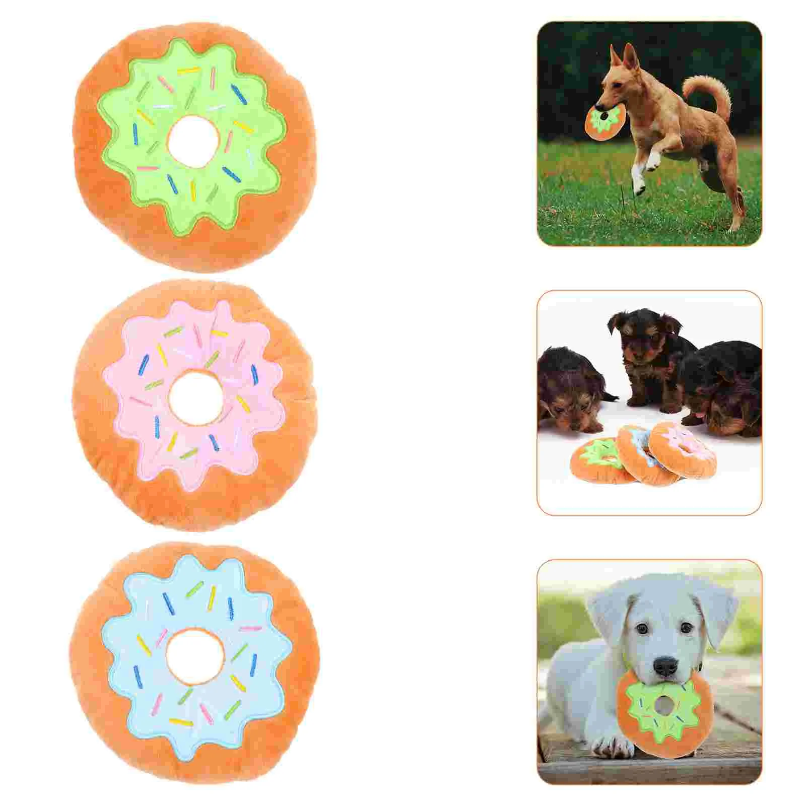 

Toy Dog Pet Chew Puppy Toys Molar Teething Squeaky Doughnut Plush Flying Tooth Stuffed Bite Puzzle Interactive Disk Doughut
