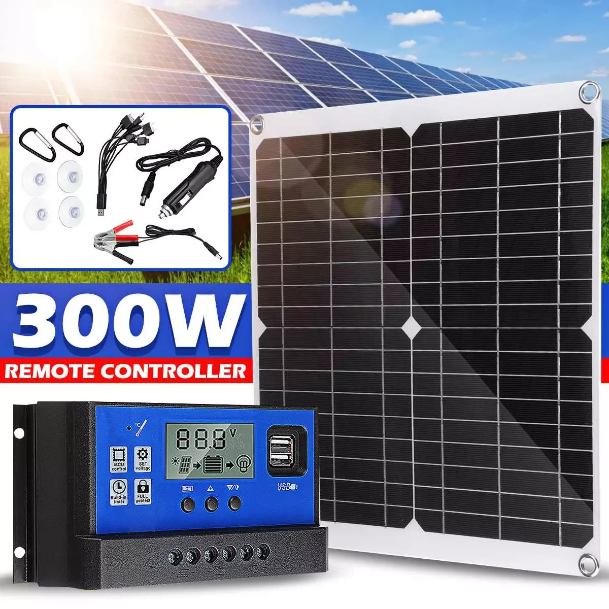 2023New 600W 300W Solar Panel Kit Complete Dual 12/5V DC USB With 60A/30A Solar Controller Solar Cells for Car Yacht RV Battery
2023New 600W 300W Solar Panel Kit Complete Dual 12/5V DC USB With 60A/30A Solar Controller Solar Cells for Car Yacht RV Battery