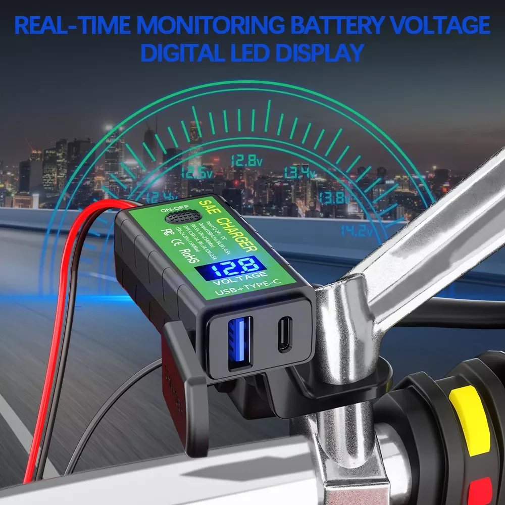 Motorcycle Quick Charge 3.0 Motorbike PD USB Charger QC3.0 Waterproof with Voltmeter Switch for 12V/24V ATV Boat Marine RV
Motorcycle Quick Charge 3.0 Motorbike PD USB Charger QC3.0 Waterproof with Voltmeter Switch for 12V/24V ATV Boat Marine RV