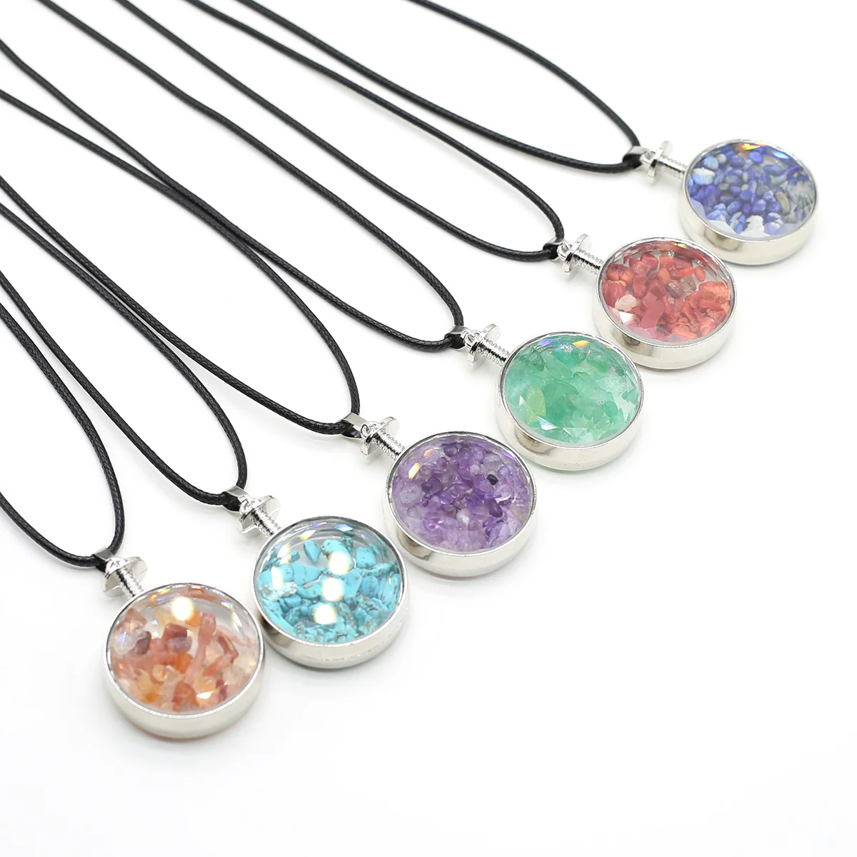 Leather Rope Chain Natural Stone Obsidian Quartz Gravel Round Wishing Bottle Pendant Reiki Healing Beautiful And Charming Gift
Leather Rope Chain Natural Stone Obsidian Quartz Gravel Round Wishing Bottle Pendant Reiki Healing Beautiful And Charming Gift