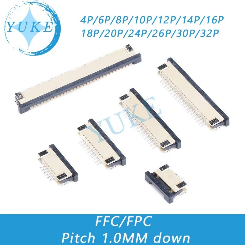 FFC/FPC connector pitch 1.0MM connected below 4/6/8/9/10/12-32P flat cable connector
FFC/FPC connector pitch 1.0MM connected below 4/6/8/9/10/12-32P flat cable connector