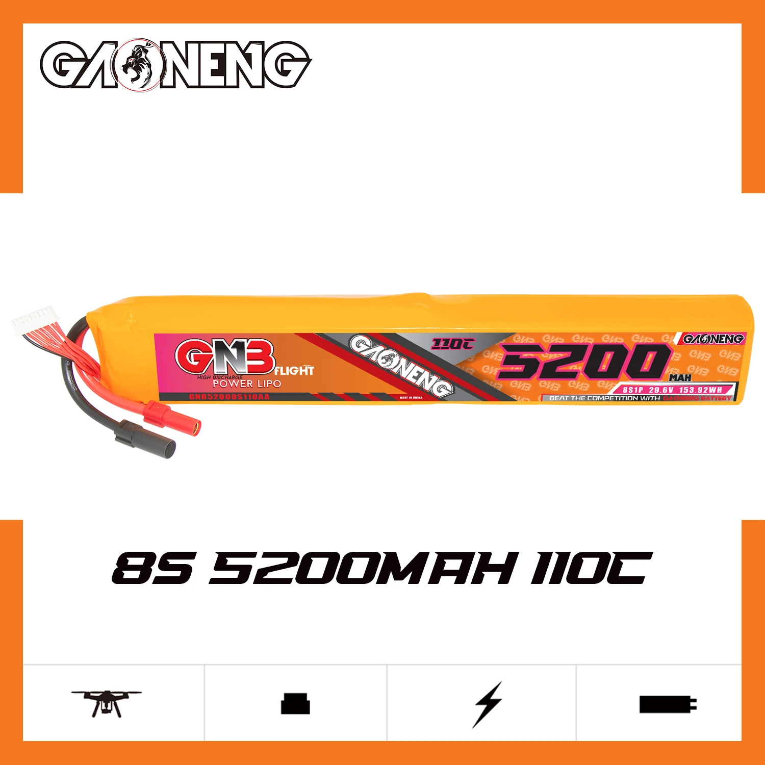 GNB 5200mAh 8S 29,6 V 110C электрический вертолет с дистанционным управлением, литиевая батарея, радиоуправляемая модель автомобиля 1/8 & 1/5
GNB 5200mAh 8S 29,6 V 110C электрический вертолет с дистанционным управлением, литиевая батарея, радиоуправляемая модель автомобиля 1/8 & 1/5