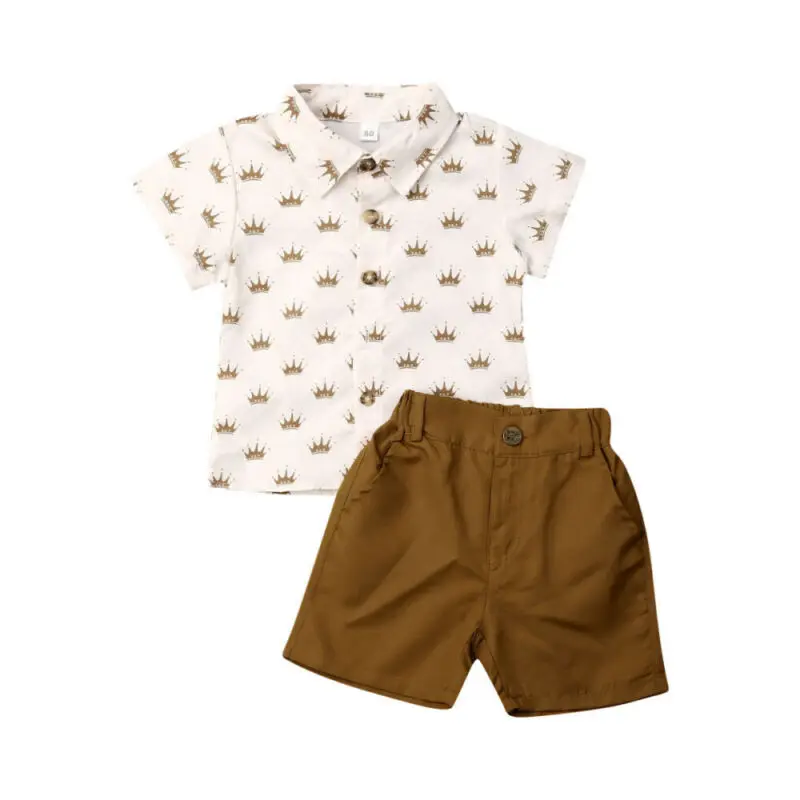 Summer 2PCS Kids Baby Boys Gentleman Clothes Crown Print Shirt Tops+Pants Shorts Cartoon Outfit Set Suit 2-6Y
Summer 2PCS Kids Baby Boys Gentleman Clothes Crown Print Shirt Tops+Pants Shorts Cartoon Outfit Set Suit 2-6Y