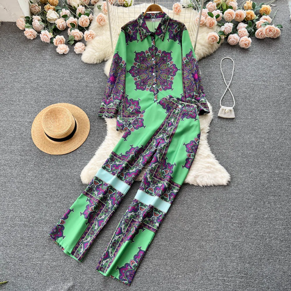 Autumn European and American Fashion Western Style Long-sleeved Shirts Wide-leg Pants Fried Street Printing Two-piece Women
Autumn European and American Fashion Western Style Long-sleeved Shirts Wide-leg Pants Fried Street Printing Two-piece Women