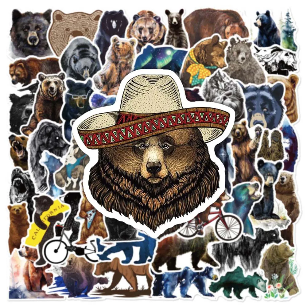 

10/50 шт. персонализированные крутые художественные наклейки в виде медведя, наклейки «сделай сам», наклейки для скрапбукинга, багажа, ноутбука, скейтборда