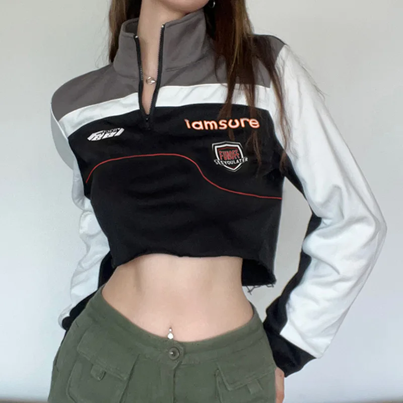 Y2K Zip Jackets Long Sleeve Crop Top Patchwork Biker Sweatshirts Fashion Turn-down Neck Grunge 90s Vintage Aesthetics T-shirt
Y2K Zip Jackets Long Sleeve Crop Top Patchwork Biker Sweatshirts Fashion Turn-down Neck Grunge 90s Vintage Aesthetics T-shirt