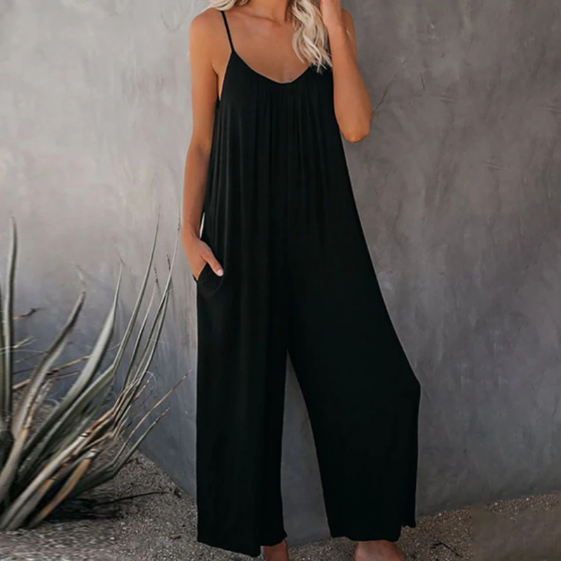 

Rompers 2023 Summer Autumn Fashion Women Casual Loose Cotton Blend Jumpsuit Sleeveless Playsuit Trousers Overalls
