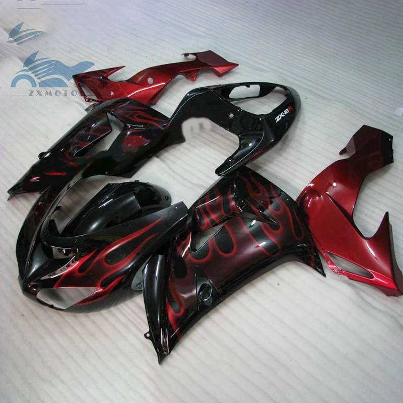 

High grade fairings kit for KAWASAKI Ninja 2006 2007 ZX10R body repair fairing kits ZX 10R 06 07 red flames motorcycle parts