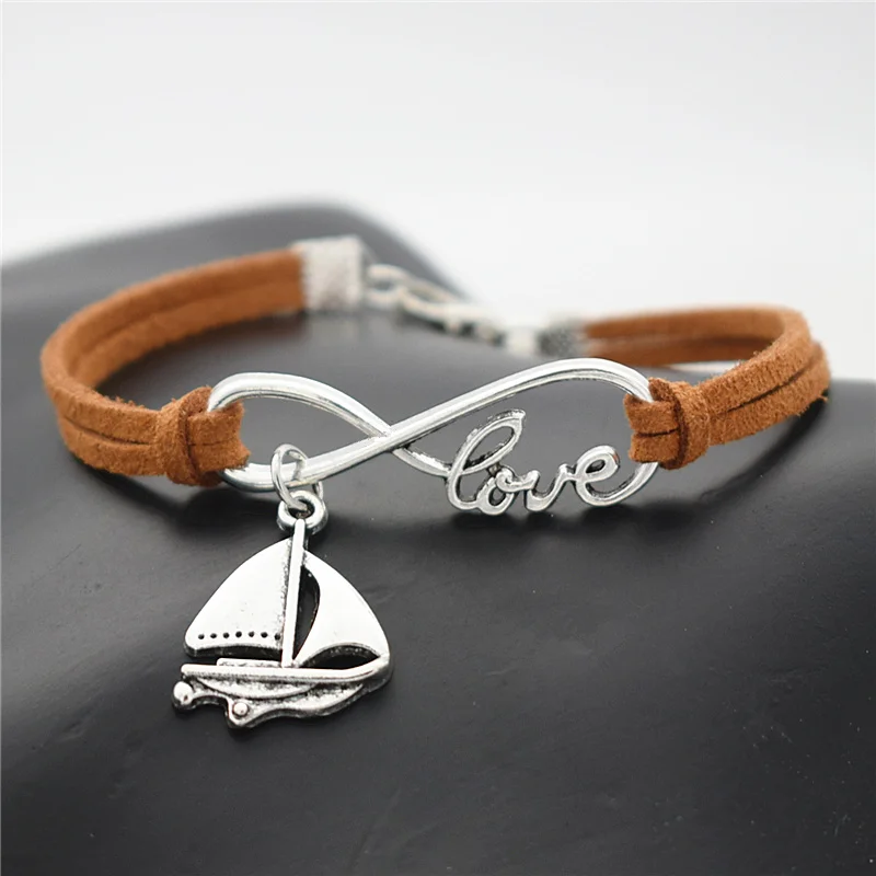 2022 Popular Silver Double Infinity Love Sailboat Pendant Charm Bracelets For Women Men Travel Boho Orange Leather Suede Jewelry
2022 Popular Silver Double Infinity Love Sailboat Pendant Charm Bracelets For Women Men Travel Boho Orange Leather Suede Jewelry