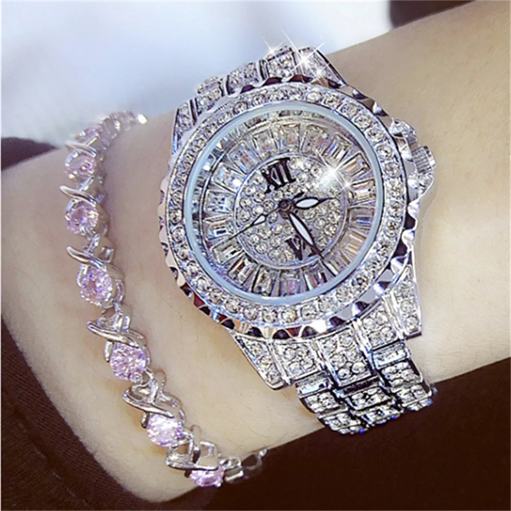New Full Diamond Gold Watch For Women Luxury Elegant Ladies Watch Fashion Silver Crystal Bracelet Watches
New Full Diamond Gold Watch For Women Luxury Elegant Ladies Watch Fashion Silver Crystal Bracelet Watches