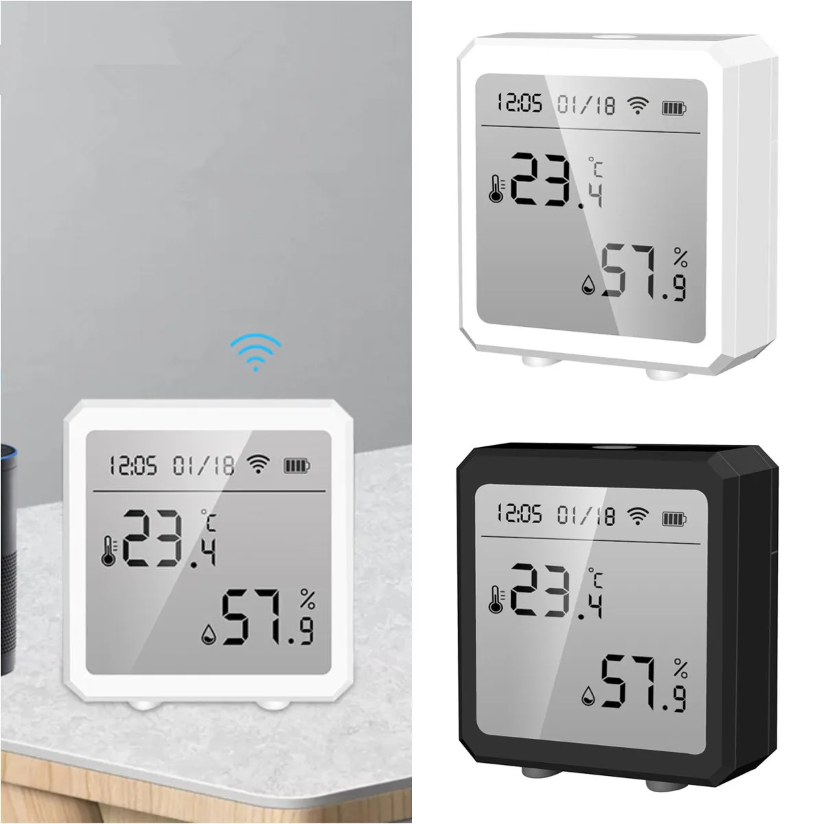 Smart WIFI Temperature And Humidity Sensor LCD Display Indoor Hygrometer Thermometer With Time Clock
Smart WIFI Temperature And Humidity Sensor LCD Display Indoor Hygrometer Thermometer With Time Clock