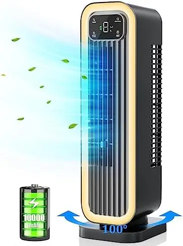 Desk Fan, 14.6 Inch Oscillating Office Fan, 10000mAh Battery Operated Small Quiet Fan with 3 Speeds, 8H Timer and Night Light, D
Desk Fan, 14.6 Inch Oscillating Office Fan, 10000mAh Battery Operated Small Quiet Fan with 3 Speeds, 8H Timer and Night Light, D