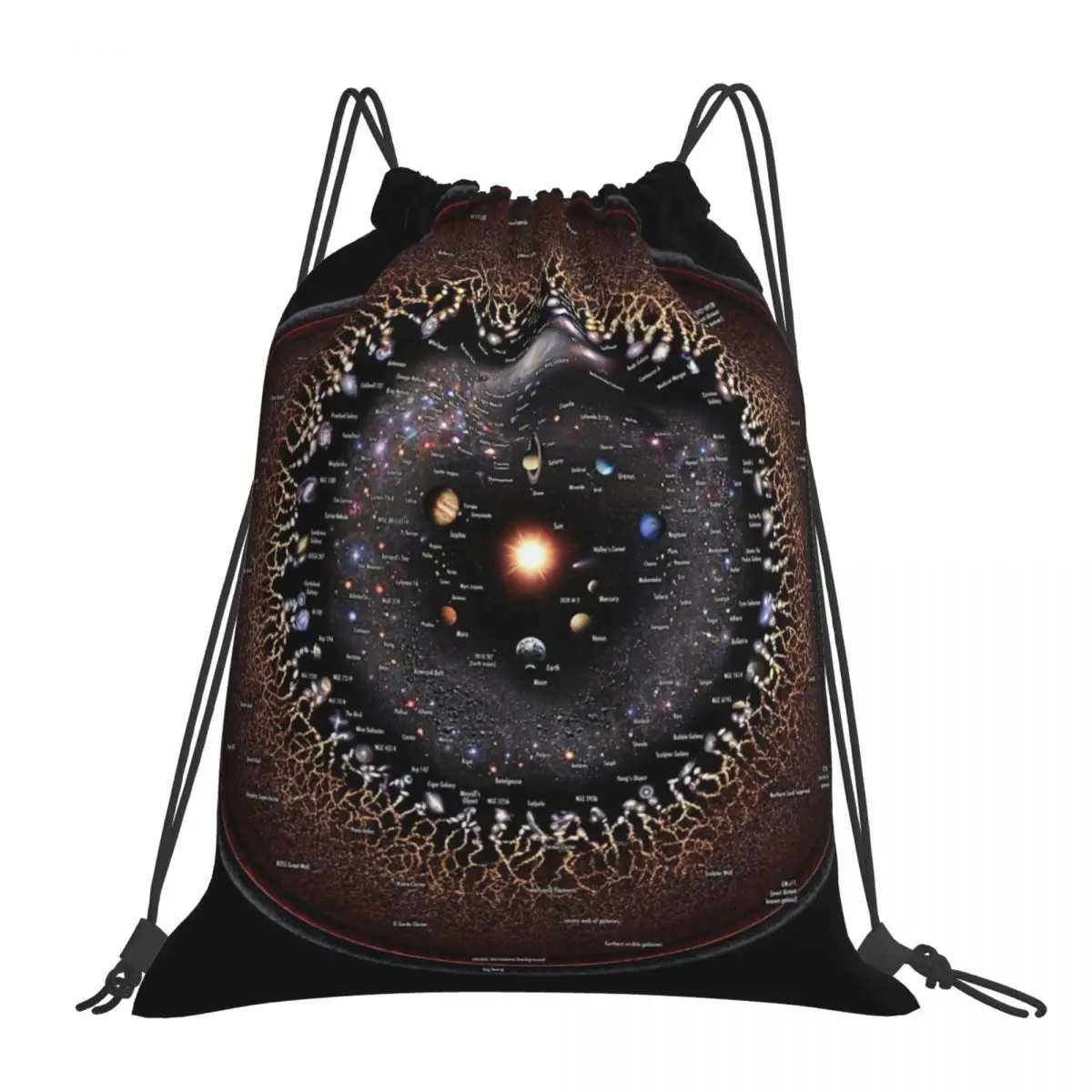 

ENGLISH Observable Universe Logarithmic Illustration Backpacks Portable Drawstring Bags Drawstring Bundle Pocket Sports Bag