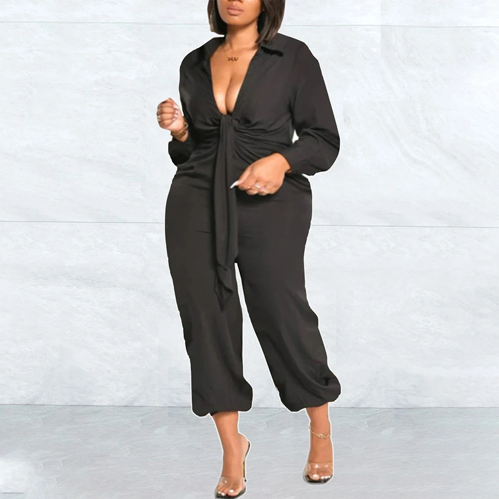 Plus Size Women Solid Color Lapel Jumpsuit Long Sleeve Playsuit Casual Rompers All Season Lapel Long Playsuit XL - 4XL
Plus Size Women Solid Color Lapel Jumpsuit Long Sleeve Playsuit Casual Rompers All Season Lapel Long Playsuit XL - 4XL