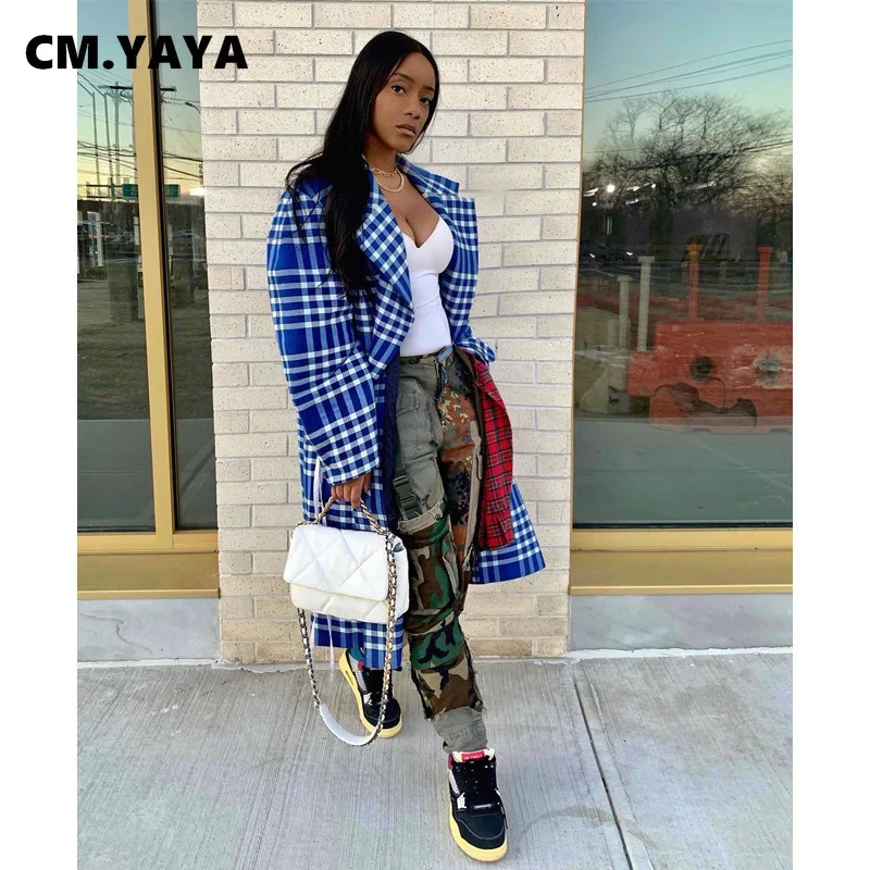 Новинка осенней коллекции CM.YAYA, длинное синее клетчатое пальто, теплая уличная одежда, Офисная Женская верхняя одежда с воротником
Новинка осенней коллекции CM.YAYA, длинное синее клетчатое пальто, теплая уличная одежда, Офисная Женская верхняя одежда с воротником