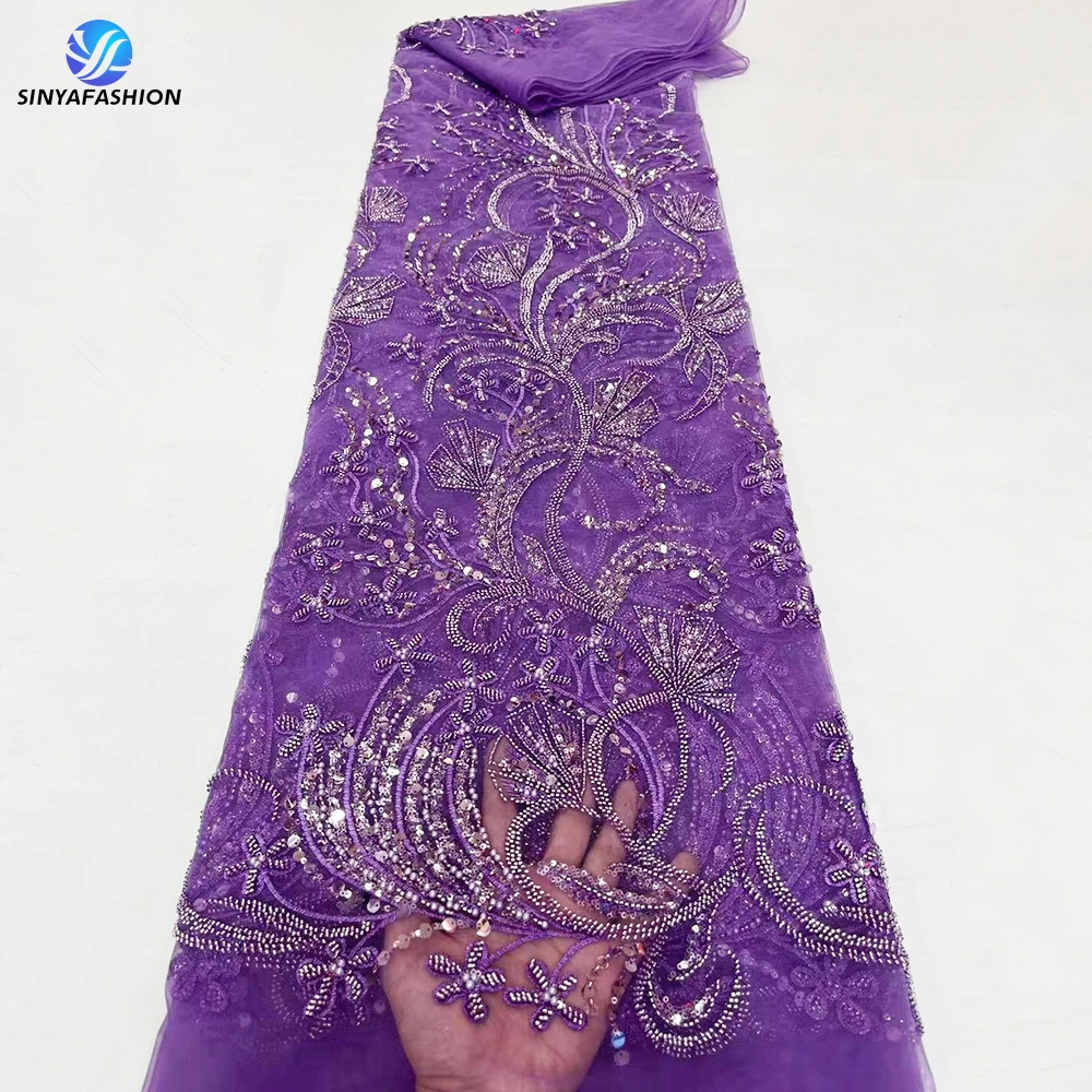 Luxury Purple African Heavy Beaded Lace Fabric High Quality Nigerian Sequins Pearls French Tulle Material For Wedding Party 105
Luxury Purple African Heavy Beaded Lace Fabric High Quality Nigerian Sequins Pearls French Tulle Material For Wedding Party 105