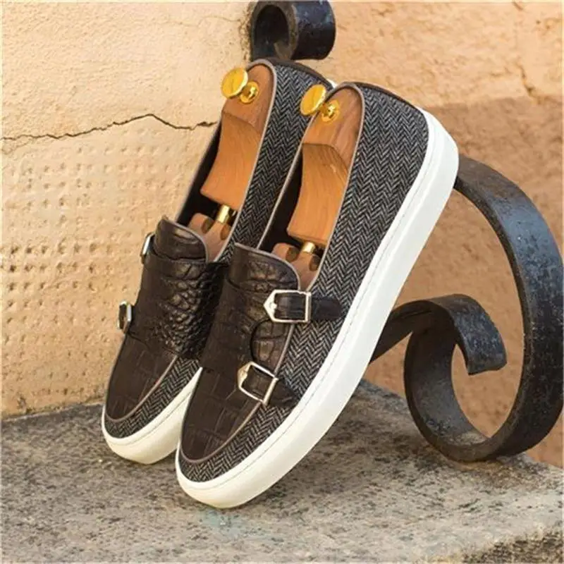 Monk Loafers Men Tweed Ankle Black Classic Comfortable Everyday PU Crocodile Pattern Double Buckle Fashion Casual Shoes KB492
Monk Loafers Men Tweed Ankle Black Classic Comfortable Everyday PU Crocodile Pattern Double Buckle Fashion Casual Shoes KB492