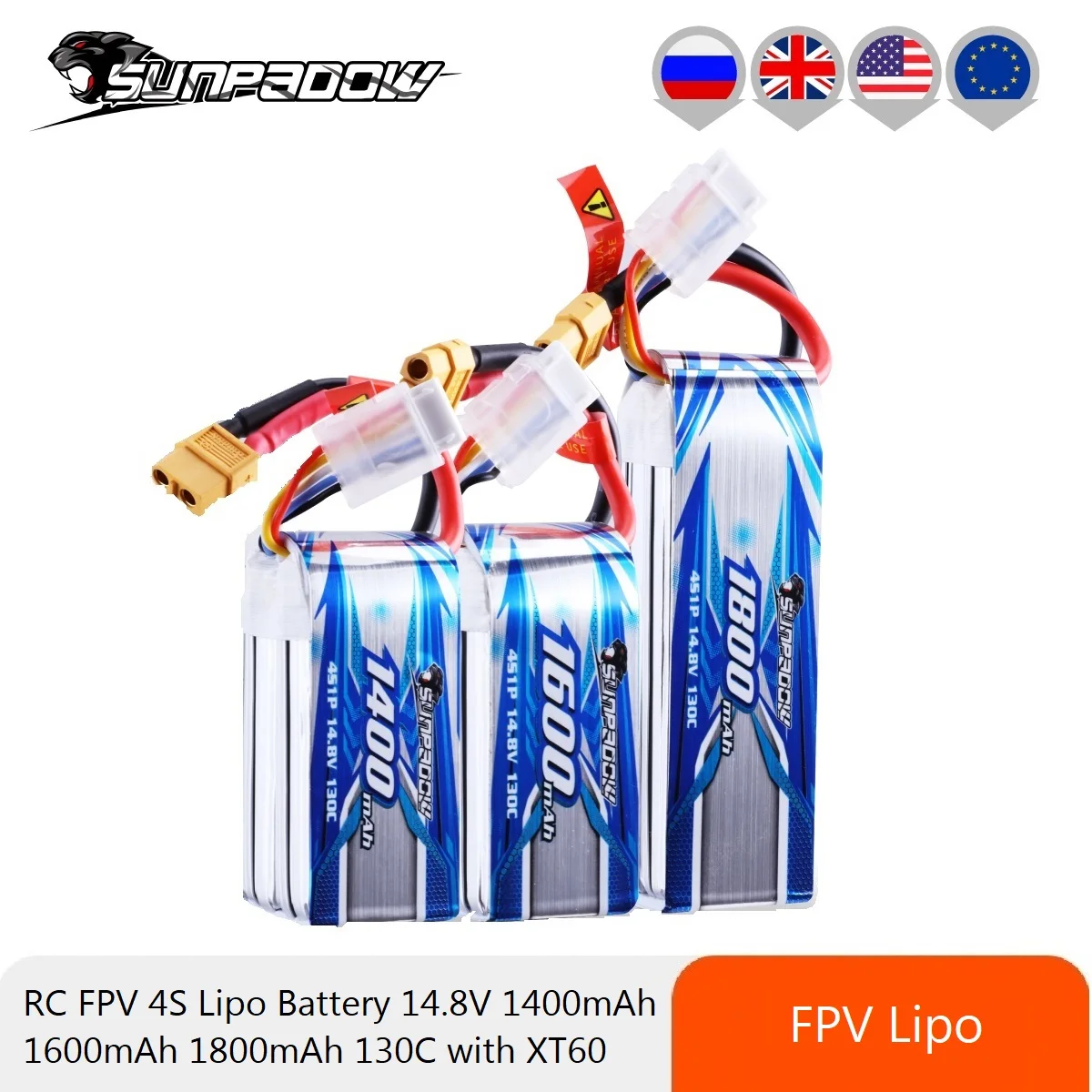 Аккумулятор Lipo Sunpadow, 1400 мАч, 1600 мАч, 1800 мАч, C, с разъемом XT60 для радиоуправляемого FPV самолета, дрона, квадрокоптера, вертолета
Аккумулятор Lipo Sunpadow, 1400 мАч, 1600 мАч, 1800 мАч, C, с разъемом XT60 для радиоуправляемого FPV самолета, дрона, квадрокоптера, вертолета