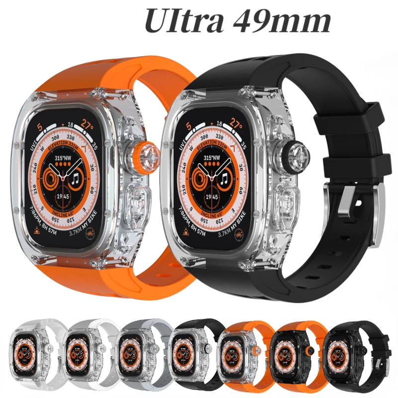 Silicone Strap+Transparent Watchcase For Apple Watch Band Ultra 49mm Sports style refit Kit Cover Wristband iWatch Ultra 49mm
Silicone Strap+Transparent Watchcase For Apple Watch Band Ultra 49mm Sports style refit Kit Cover Wristband iWatch Ultra 49mm