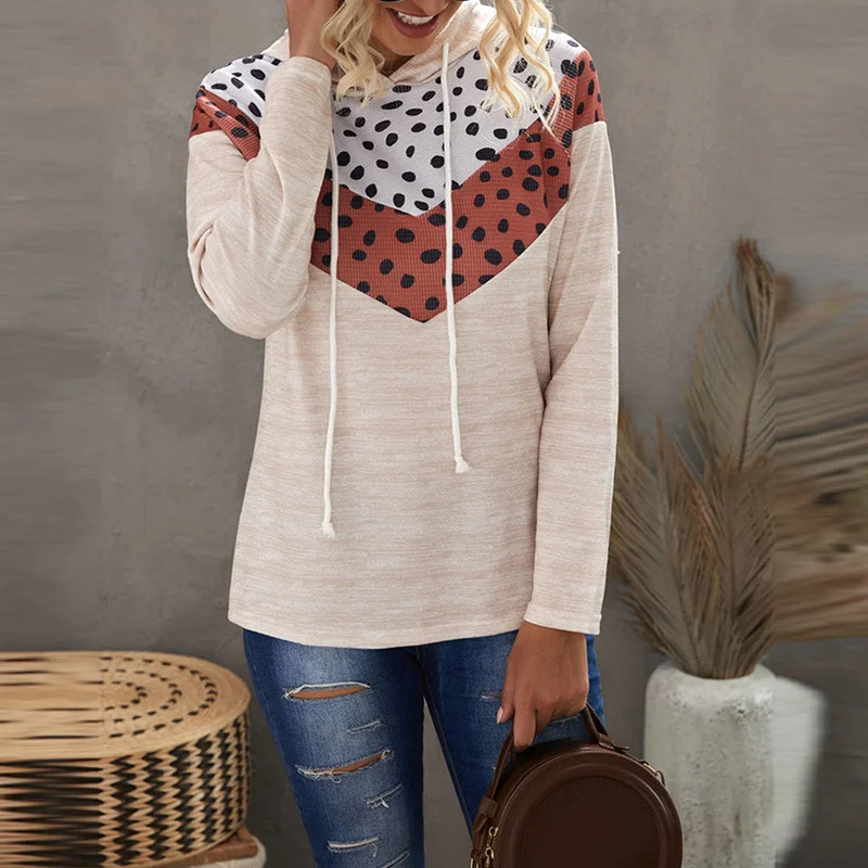 Spring Autumn Fashion Hooded Sweatshirt Apricot Pullover Casual Hoodies for Ladies Long Sleeve Tops Dot Print Patchwork Jumper
Spring Autumn Fashion Hooded Sweatshirt Apricot Pullover Casual Hoodies for Ladies Long Sleeve Tops Dot Print Patchwork Jumper