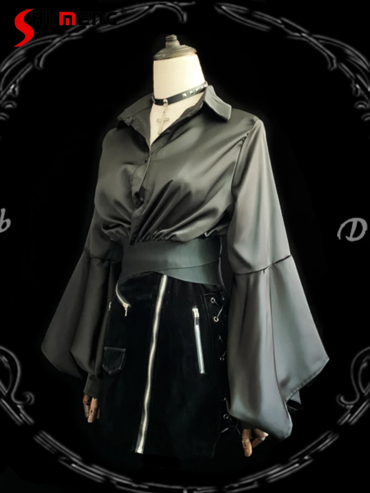 2022 Autumn New Ladies Bell Sleeve Short Black Shirts Streetwear Elegance Retro Button Top for Women Blusas De Mujer
2022 Autumn New Ladies Bell Sleeve Short Black Shirts Streetwear Elegance Retro Button Top for Women Blusas De Mujer
