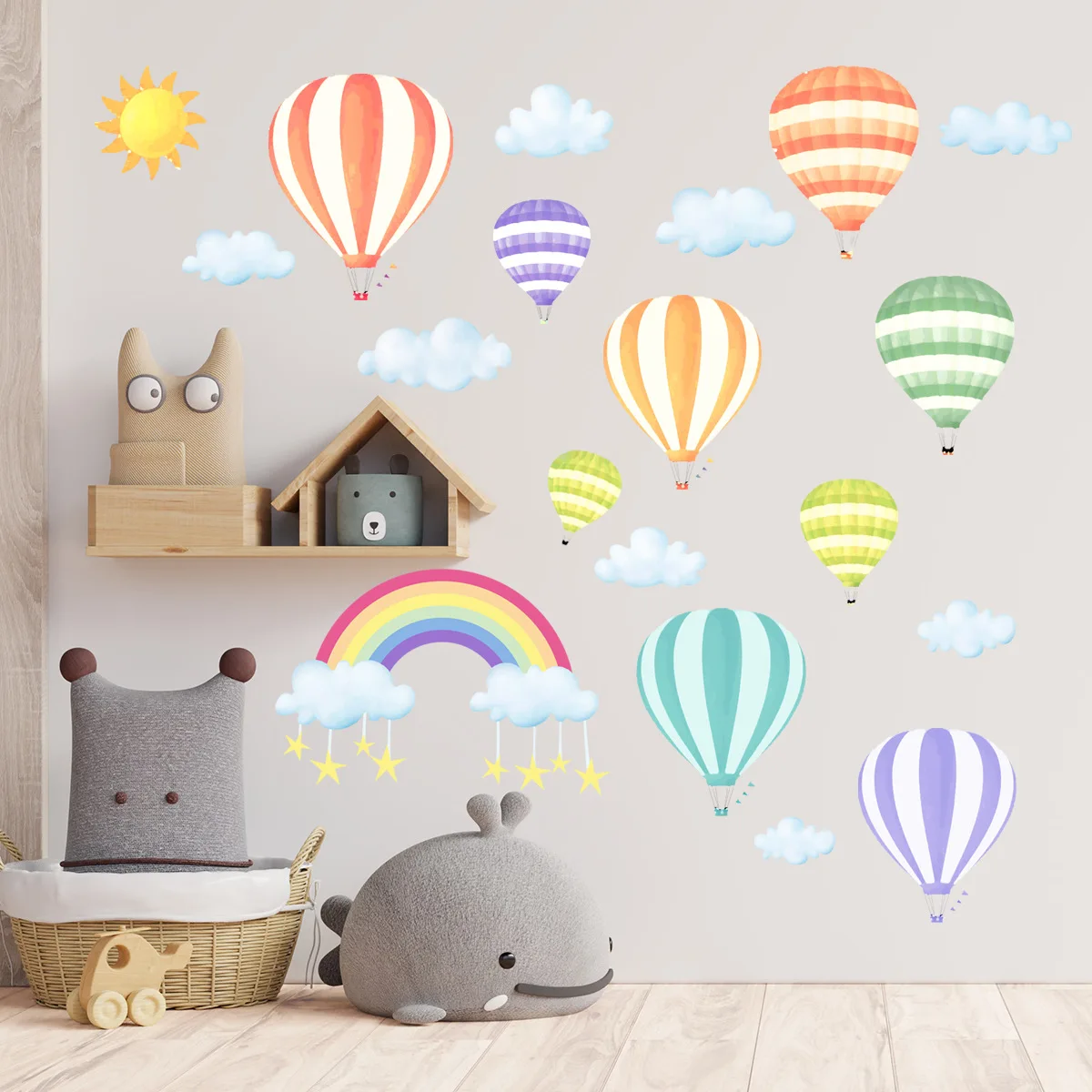 Rainbow hot air balloon cloud wall stickers living room bedroom children's room background wall decoration wall stickers
Rainbow hot air balloon cloud wall stickers living room bedroom children's room background wall decoration wall stickers