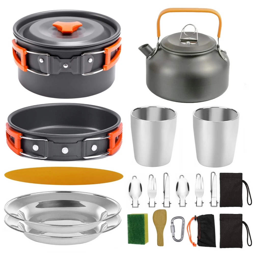 New Camping Cookware Mess Kit Hard Aluminum Oxide Pot Pan Kettle Set Picnic For 2-3 Person Traveling Tableware
New Camping Cookware Mess Kit Hard Aluminum Oxide Pot Pan Kettle Set Picnic For 2-3 Person Traveling Tableware