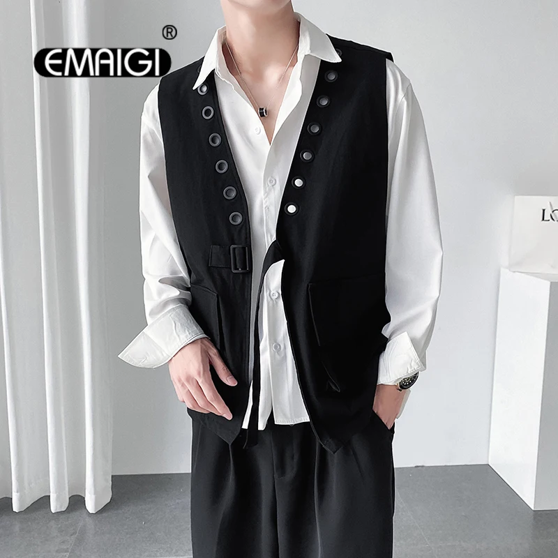 Men's Fashion Hole 3D Pocket Belt Loose Casual Korean Vest Coat Male Women Streetwear Vintage Sleeveless Jacket Waistcoat Vest
Men's Fashion Hole 3D Pocket Belt Loose Casual Korean Vest Coat Male Women Streetwear Vintage Sleeveless Jacket Waistcoat Vest