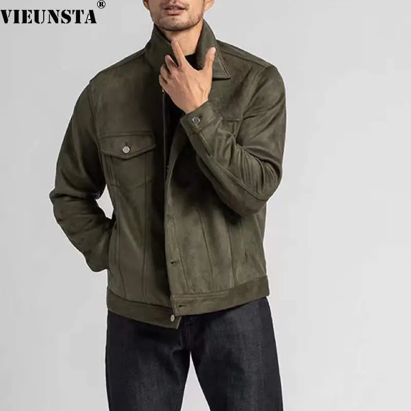 Vintage Solid Loose Men's Jacket Outerwears New Fashion Turn-down Collar Button Overcoat Casual Front Pocket Autumn Winter Coats
Vintage Solid Loose Men's Jacket Outerwears New Fashion Turn-down Collar Button Overcoat Casual Front Pocket Autumn Winter Coats