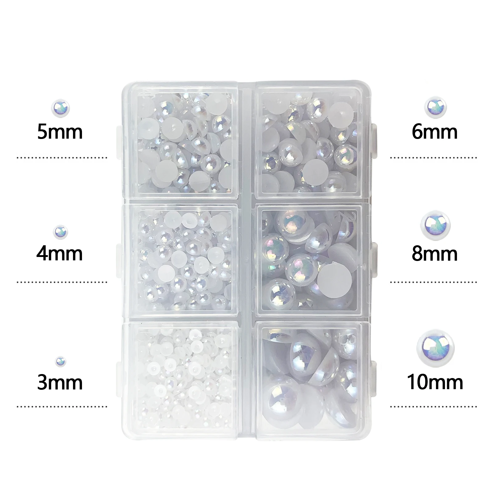 6 Grid Set Mixed Size ABS Half Face Pearl Nail Art Rhinestone Applied To Clothing Shoes Hats Nail Decoration
6 Grid Set Mixed Size ABS Half Face Pearl Nail Art Rhinestone Applied To Clothing Shoes Hats Nail Decoration