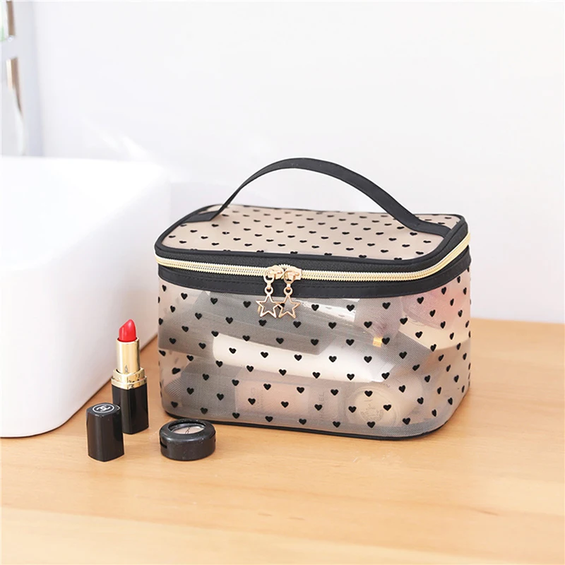 Love Makeup Bags Mesh Cosmetic Bag Portable Travel Zipper Pouches for Home Office Accessories Cosmet Bag
Love Makeup Bags Mesh Cosmetic Bag Portable Travel Zipper Pouches for Home Office Accessories Cosmet Bag