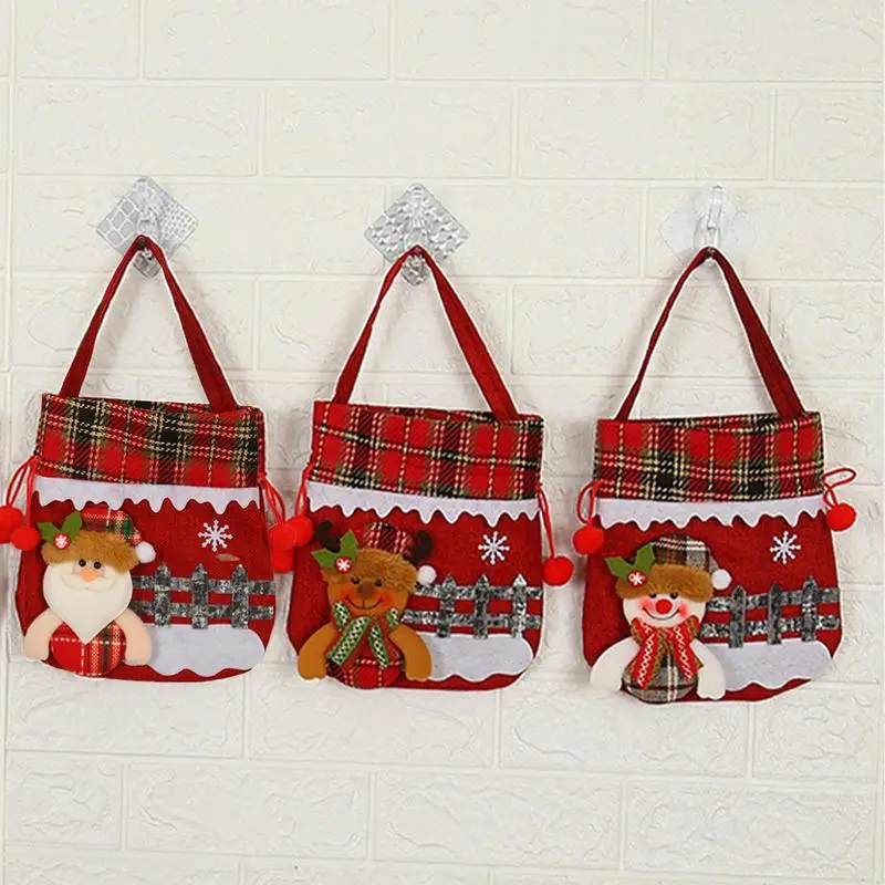 

3 шт., рождественские подарочные пакеты для детей, Подарочный мешок с Санта-Клаусом, снеговиком, оленем, рождественские украшения для дома, новогодний декор для рождественской елки 2023