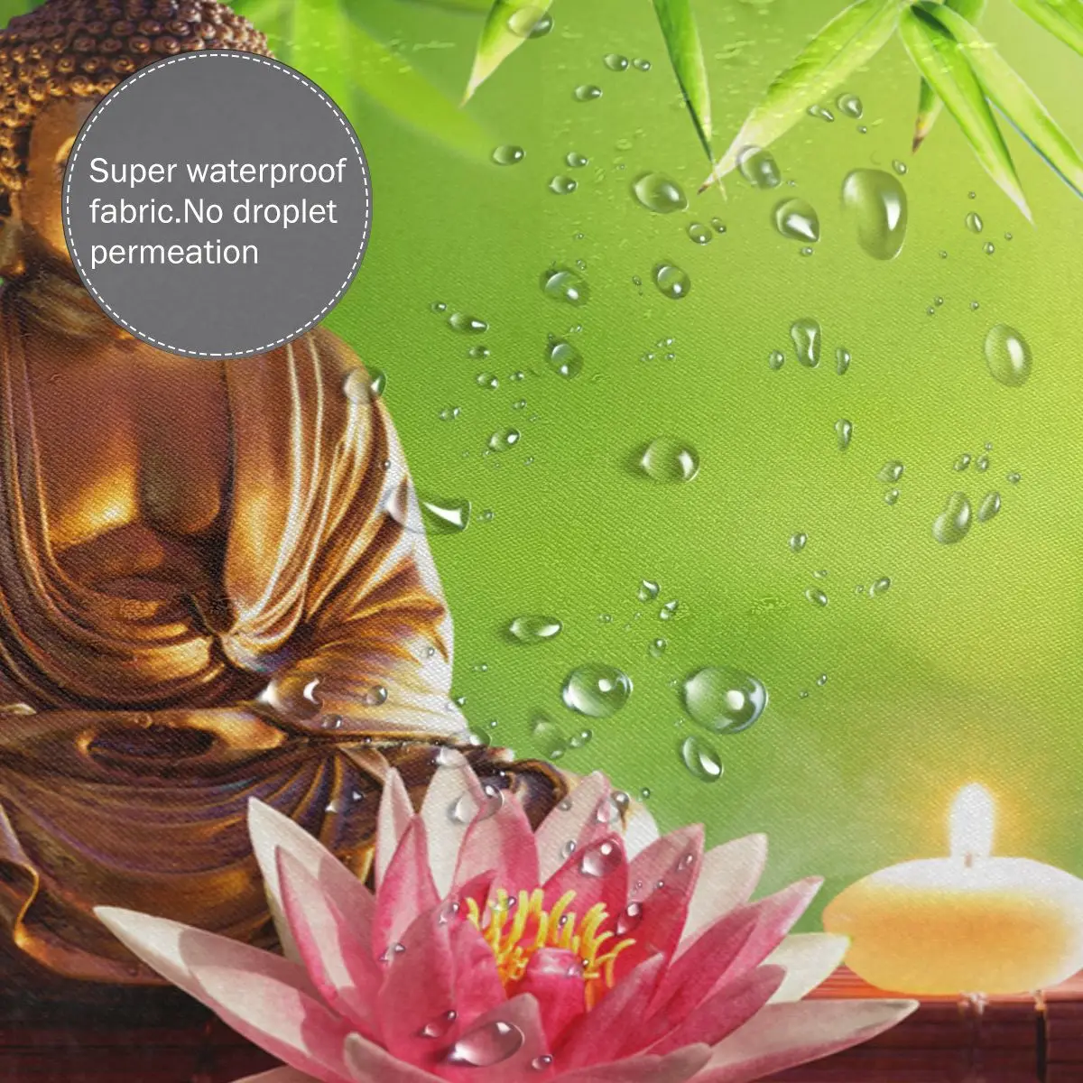 Занавеска для душа Lotus Buddha из полиэстера водонепроницаемая фракивная занавеска