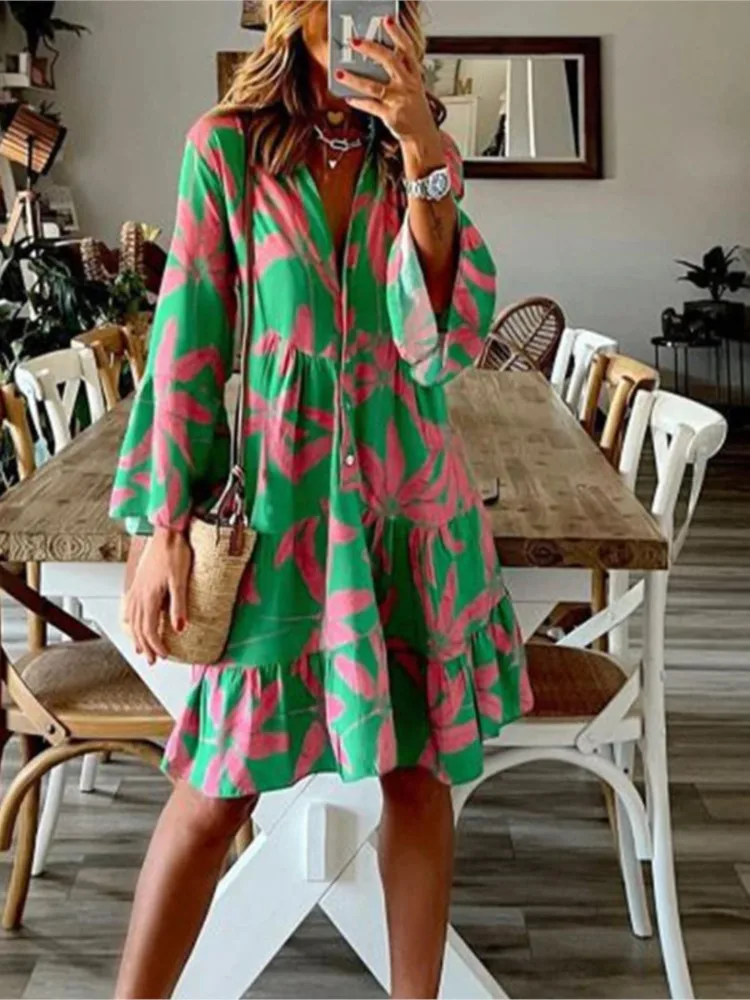 Floral Printed Dress Women's 2023 New Summer Fashion Buttons Up Long-Sleeved Loose Casual Mini Dress
Floral Printed Dress Women's 2023 New Summer Fashion Buttons Up Long-Sleeved Loose Casual Mini Dress