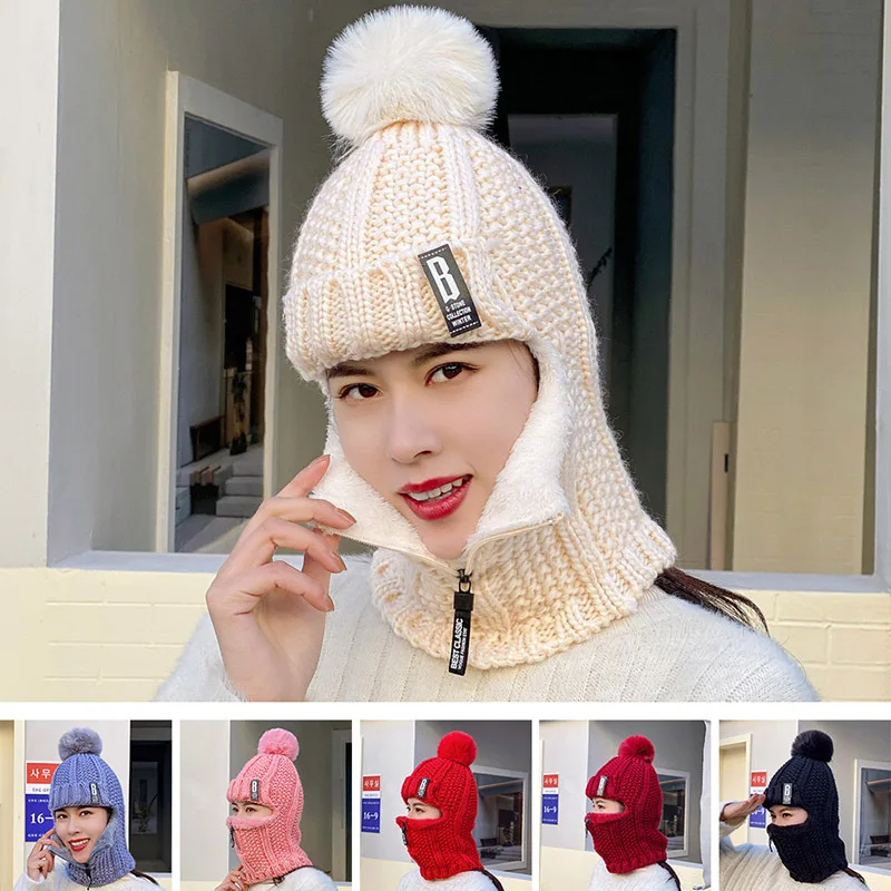 Knitting Woolen Yarn Zipper Scarf Warm Hat Wool Hat Ski Hat Sets Scarf Cap Knit Windproof Outdoor Winter Warm Women Accessories
Knitting Woolen Yarn Zipper Scarf Warm Hat Wool Hat Ski Hat Sets Scarf Cap Knit Windproof Outdoor Winter Warm Women Accessories
