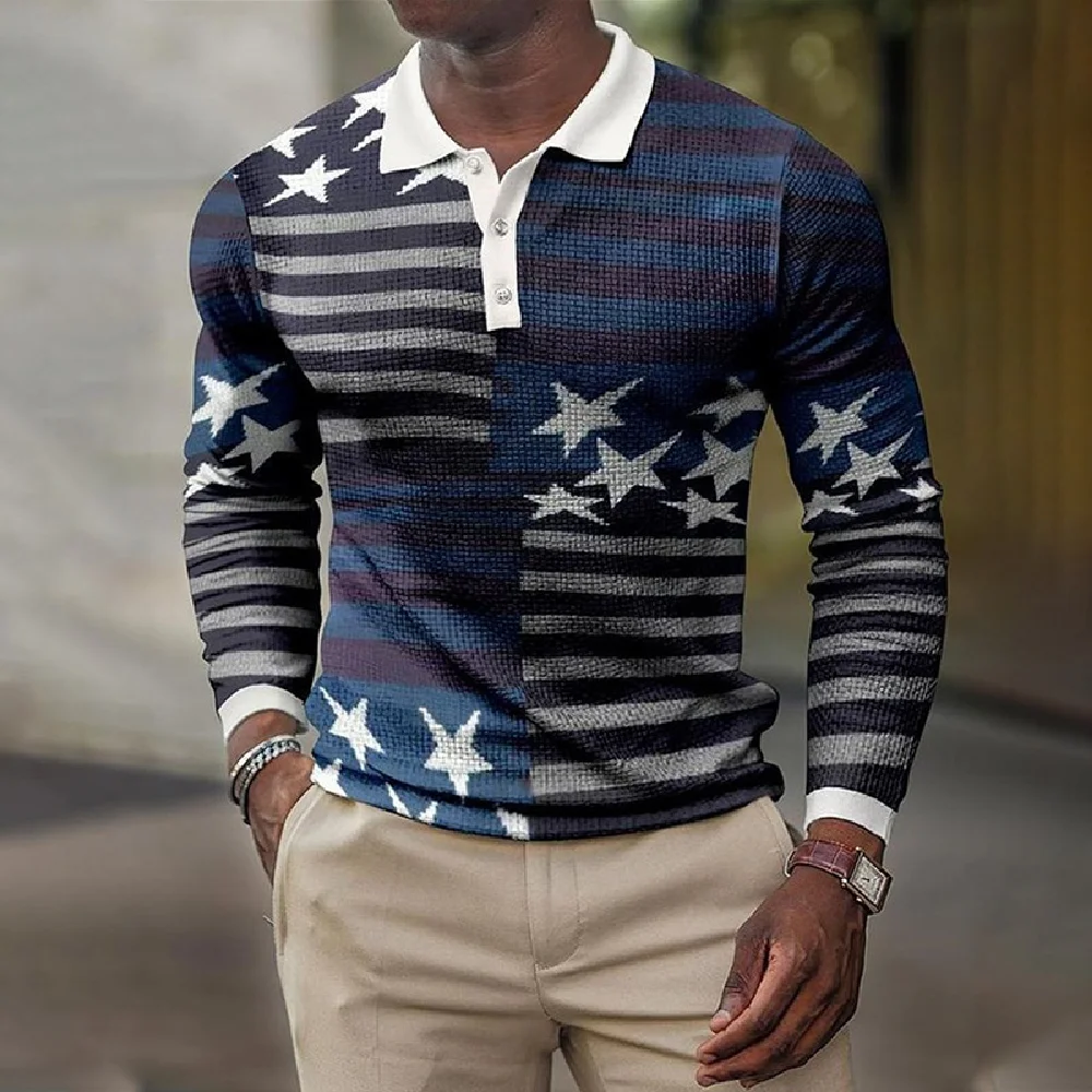Spring New 3d Printed Lapel Casual Retro Long Sleeve Button-up Polo Shirt Men's Long Sleeve T-shirt
Spring New 3d Printed Lapel Casual Retro Long Sleeve Button-up Polo Shirt Men's Long Sleeve T-shirt