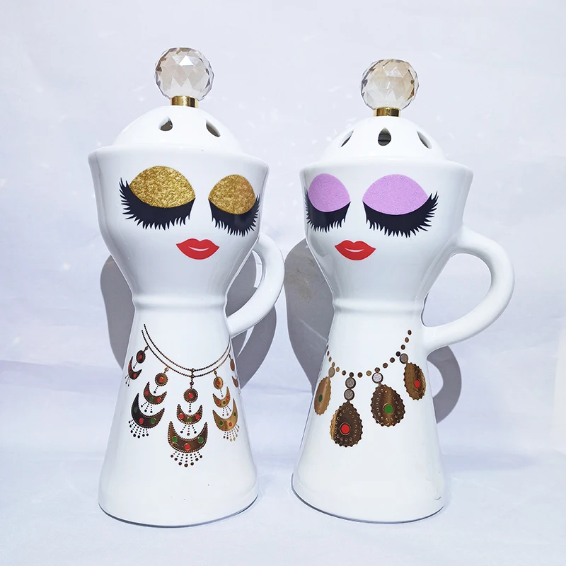 T Middle Eastern Incense Burner In Gift Box Muslim Home Decor with Handle Bakhoor Burner Ceramic Incense Holder Christmas Gifts 
T Middle Eastern Incense Burner In Gift Box Muslim Home Decor with Handle Bakhoor Burner Ceramic Incense Holder Christmas Gifts