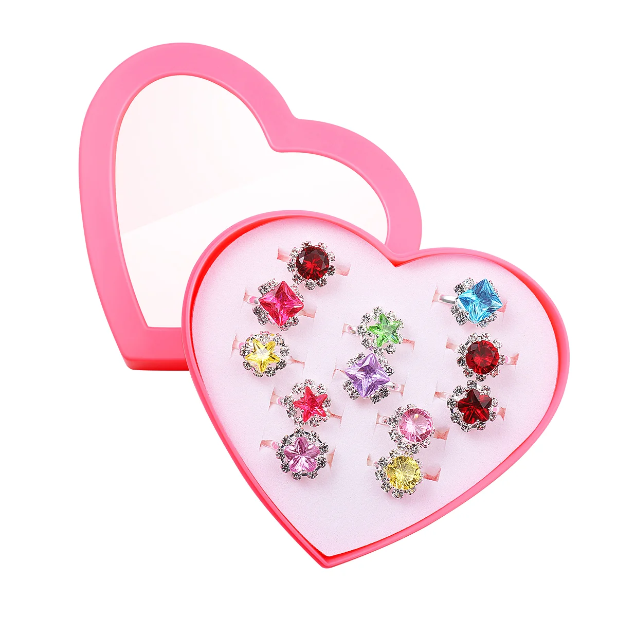 BESTOYARD 12pcs Child Rings Beautiful Colorful Diamante Ring Set Gift with Heart-Shaped Box for Girls Kids Children
BESTOYARD 12pcs Child Rings Beautiful Colorful Diamante Ring Set Gift with Heart-Shaped Box for Girls Kids Children
